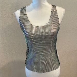 Silver Sequin Fitted Tank Top